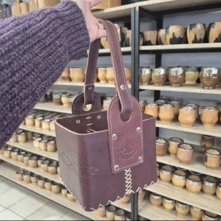 Canasta Matera de cuero vacuno