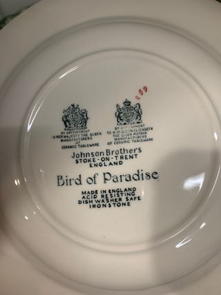 Vajilla Porcelana Bird of Paradise de Colección