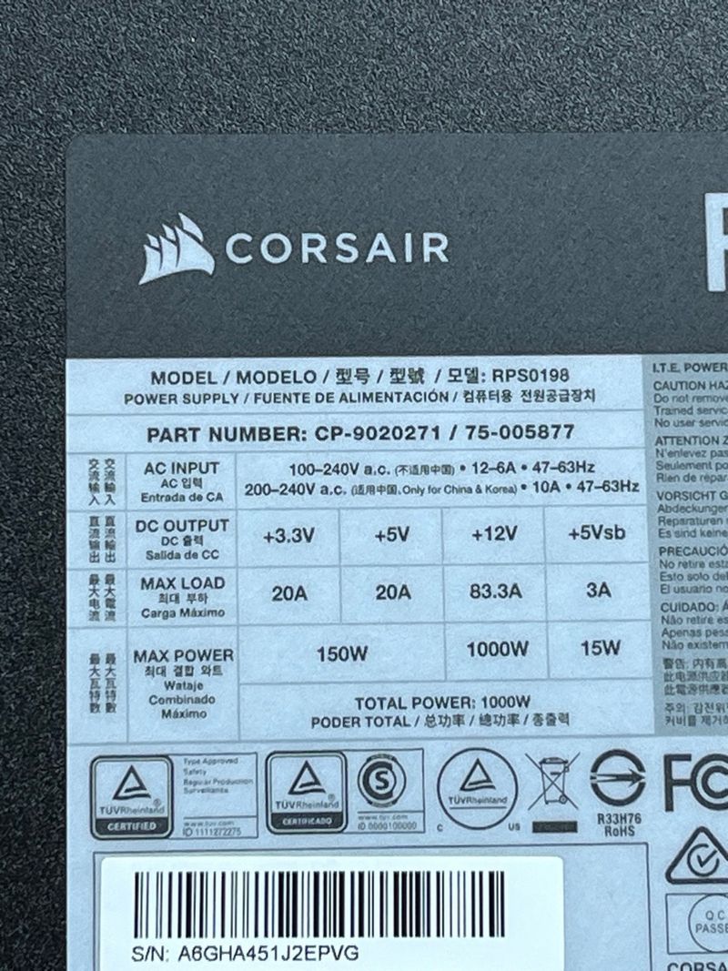 Corsair RM1000x Fuente de Alimentación ATX#J2EPVG afbeelding 5