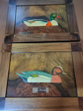 2 Cuadro de patos de madera hechos a mano certifi