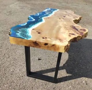 Mesa de centro madera y resina mar