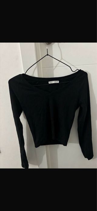 Top negro manga larga