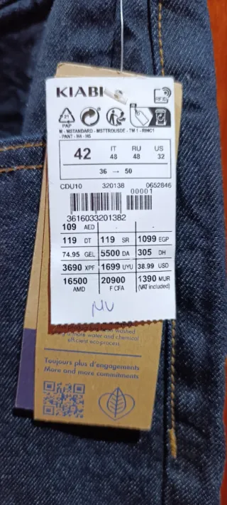 Pantalones Vaqueros Kiabi Talla 42 Azul