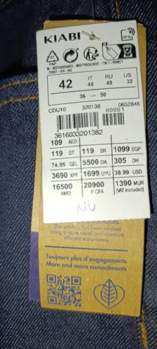 Pantalones Vaqueros Kiabi Talla 42 Azul