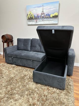 Sofá Cama Gris con Arcón