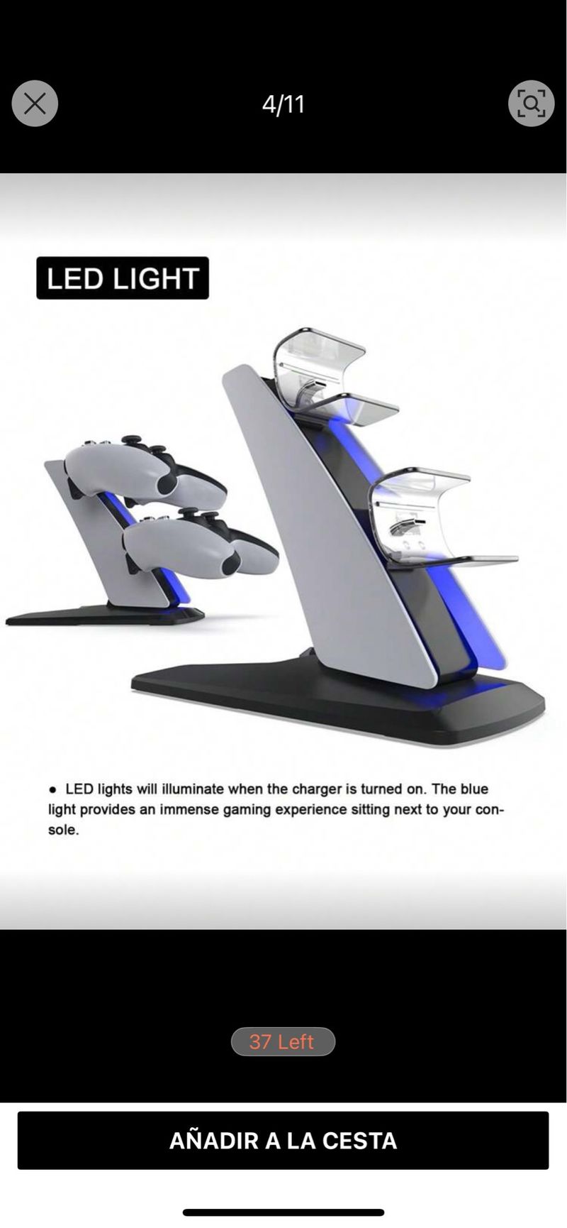 Cargador Doble Mando PS5 con LED Azul