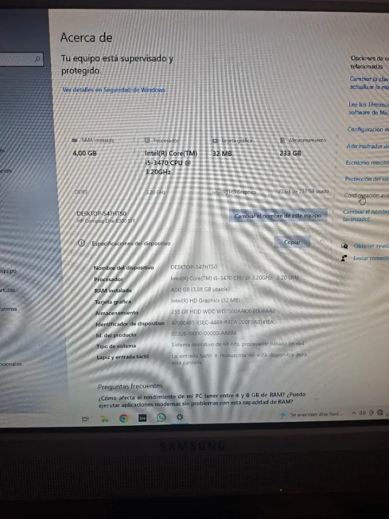 HP PC de sobremesa + Monitor