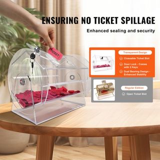 Tambor de Rifa Acrílico, Capacidad para 5000 Boletos o 200 Pelotas de Rifa, Jaula de Giro Profesional para Boletos de Rifa con 2 Llaves, Sorteo Transparente de Lotería, Caja de Boletos de Rifa par...
