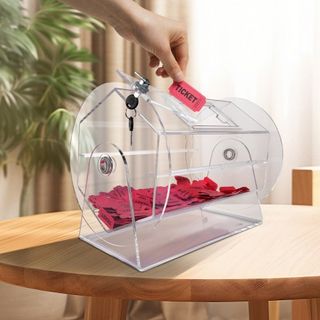 Tambor de Rifa Acrílico, Capacidad para 5000 Boletos o 200 Pelotas de Rifa, Jaula de Giro Profesional para Boletos de Rifa con 2 Llaves, Sorteo Transparente de Lotería, Caja de Boletos de Rifa par...