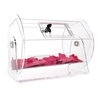 Tambor de Rifa Acrílico, Capacidad para 5000 Boletos o 200 Pelotas de Rifa, Jaula de Giro Profesional para Boletos de Rifa con 2 Llaves, Sorteo Transparente de Lotería, Caja de Boletos de Rifa par...