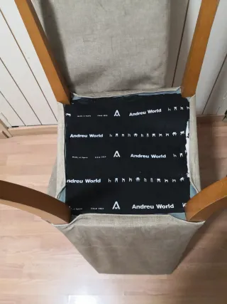 4 Sillas Comedor Diseño Tela Madera