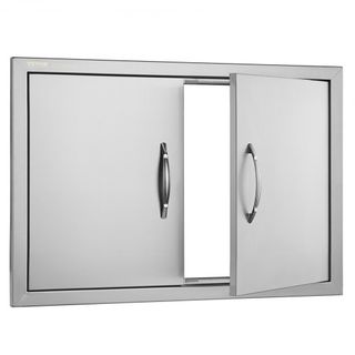 Puerta de Acceso BBQ, Puerta Doble para Cocina Exterior de 711x482 mm, Puerta Montada a Ras de Acero Inoxidable, Puerta Vertical de Pared con Manijas, para Isla BBQ, Estación de Parrilla, Gabinete...
