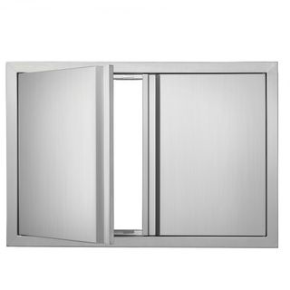 Puerta de Acceso BBQ, Puerta Doble para Cocina Exterior de 774x532 mm, Puerta de Montaje Flush de Acero Inoxidable, Puerta Vertical de Pared con Mangos Rehundidos, para Isla BBQ, Estación de Asado...