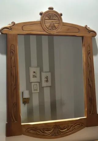 Espejo Madera Rústico Tallado