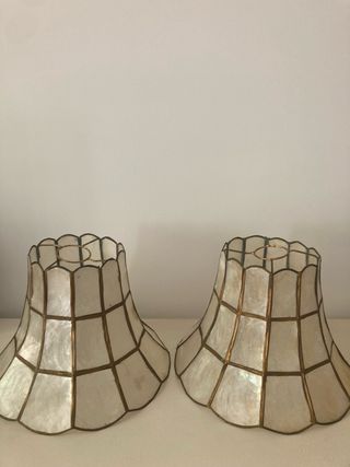 Tulipas de lámpara de nacar y metal