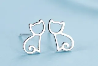 Pendientes gato plata
