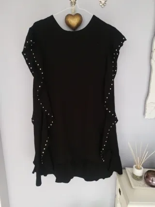 Vestido corto negro Mango tachuelas