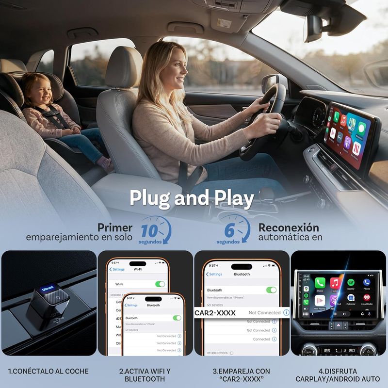 Ottocast Mini Core Adaptador CarPlay Inalámbrico afbeelding 4