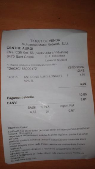 Refrigerante anticongelante 50% -37°C