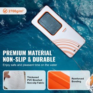 Muelle Flotante Inflable, Plataforma Inflable de 15x6.5FT con Piscina de Malla Trampolín de 4*6FT, Plataforma Flotante Antideslizante con Bolsa Portátil y Escalera Desmontable para Relajación en P...