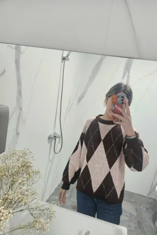 Jersey rombos beige y marrón