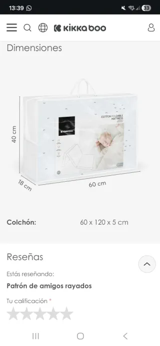 Colchón cuna plegable Kikkaboo