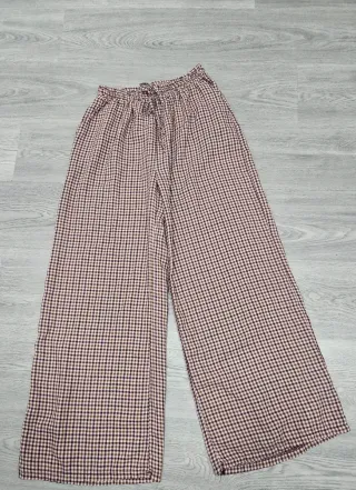 Pantalón cuadros beige y marrón