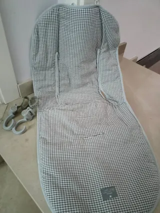 Funda Carrito Bebé Vichy Gris + Ganchos
