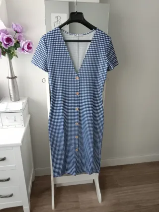 Vestido Zara cuadros azul y blanco