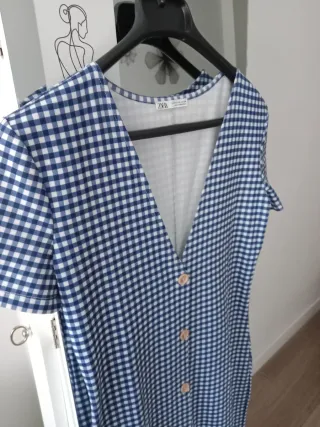 Vestido Zara cuadros azul y blanco