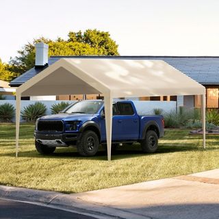 Cubierta de Reemplazo para Carport 10 x 20 pies, Toldo de Refugio Superior para Garaje, Resistente al Agua y Protegido contra UV, Instalación Fácil con Bungee de Bola, Beige (Solo Cubierta Superio...