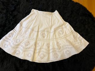 Falda Zara Blanca Talla M Bordada