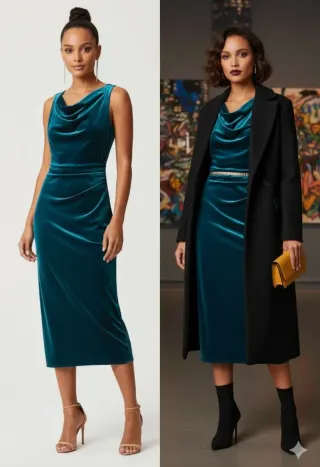 Vestido Zara Terciopelo Azul