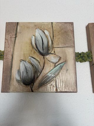 Conjunto 3 cuadros decorativos flores