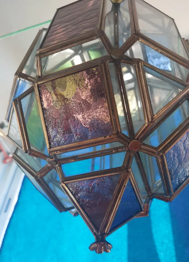 Lámpara colgante cristal y metal