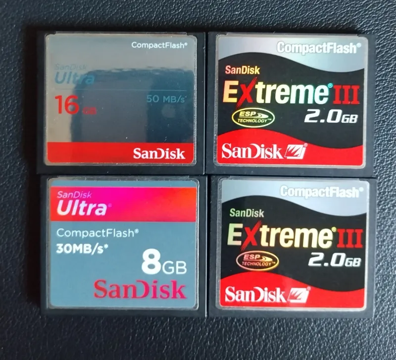 Tarjetas CompactFlash SanDisk 16GB, 8GB, 2x2GB