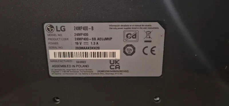 Monitor LG 24 Negro afbeelding 2