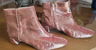 Botines Mango lentejuelas dorados/rosas