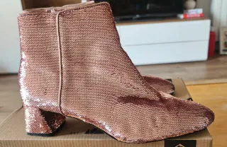 Botines Mango lentejuelas dorados/rosas