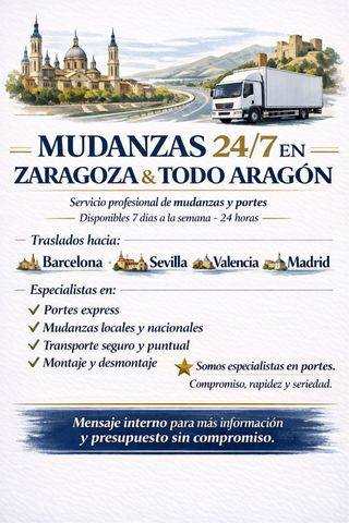 Ofrezco mudanzas en Zaragoza, todo Aragón y demás