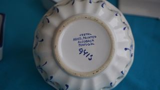 Juego Cerámica artesanal y cenicero cristal leer