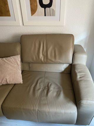 Sofá 3 plazas + puf reposapiés (color taupe)