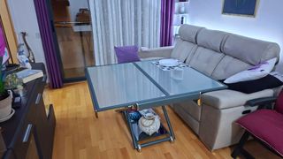 Mesa de centro elevable cristal y metal