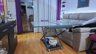 Mesa de centro elevable cristal y metal