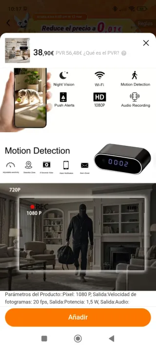 Despertador con Cámara Espía HD 1080P