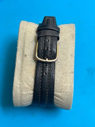 Seiko Quarzo Vintage Rettangolare Pelle Nera Oro