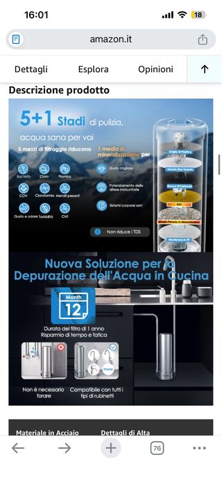 Waterdrop AS13 Filtro Acqua Acciaio Inox