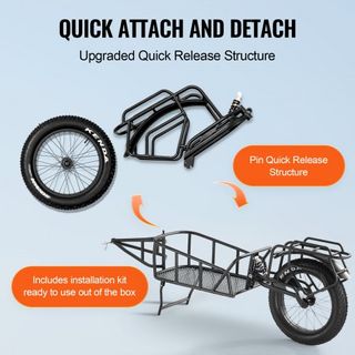 Remolque de Carga para Bicicleta, Capacidad de Carga de 70 lbs, Carro de Bicicleta de Alta Resistencia, Almacenamiento Compacto y Estructura de Liberación Rápida con Enganche Universal, Ruedas de ...