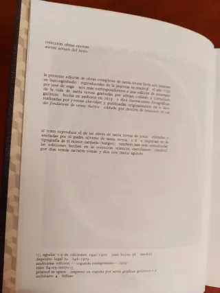 Santa Teresa, Obras completas. Aguilar, 1979.