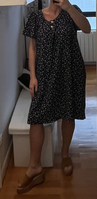 Vestido estampado flores azul talla L